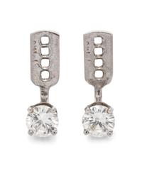 A Pair of 14 Karat White Gold and Diamond Earring Jackets,