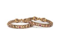 YELLOW GOLD AND MULTIGEM BANGLE BRACELET SET