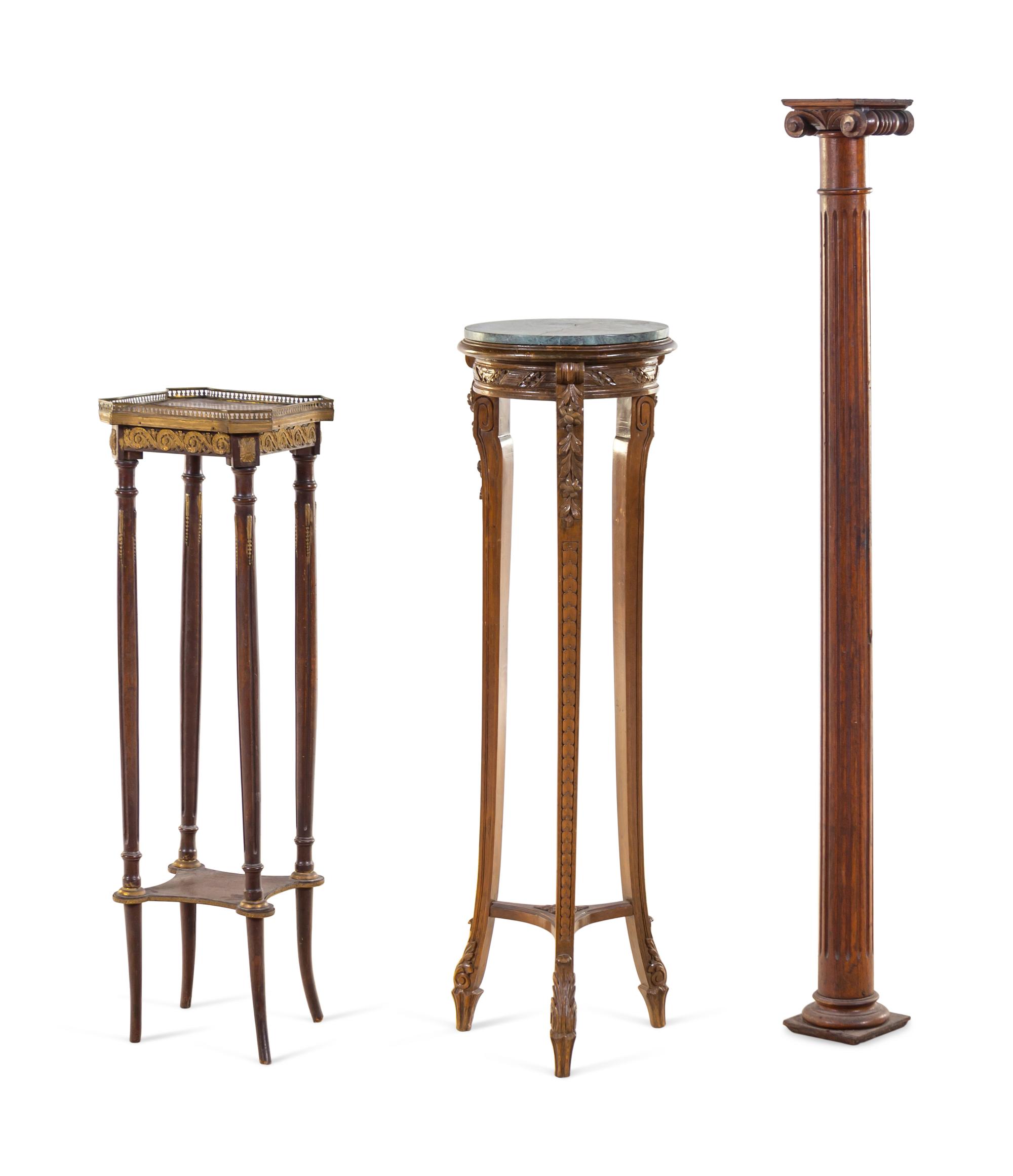 Three Carved Wood Pedestals