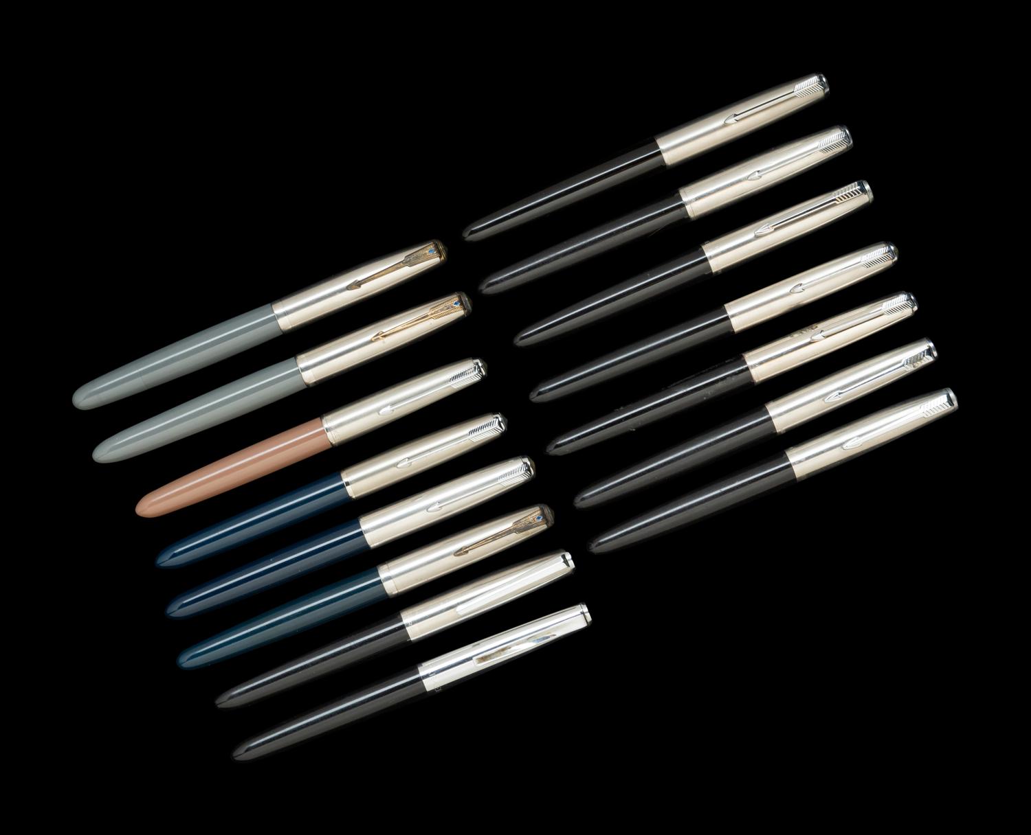 A Collection of Fifteen Parker Fountain Pens