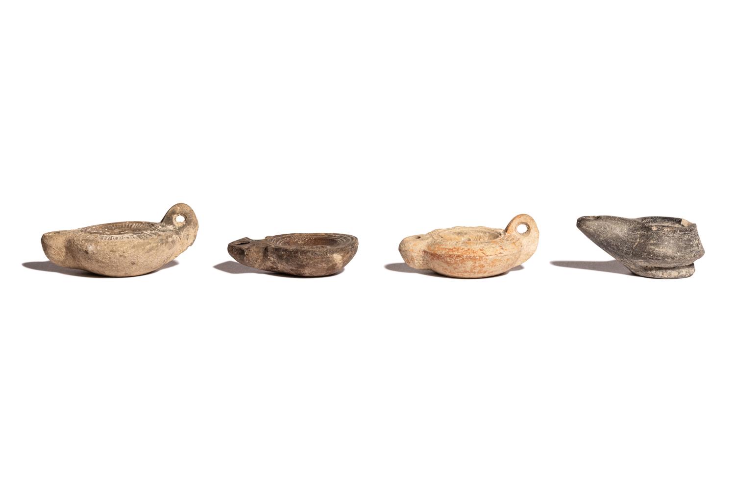 Four Graeco-Roman Pottery Oil Lamps