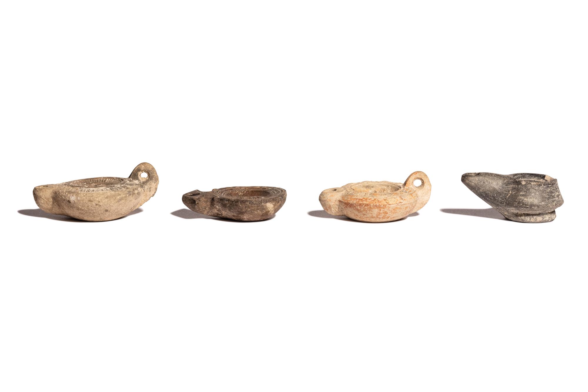 Four Graeco-Roman Pottery Oil Lamps