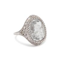 COLORLESS SAPPHIRE AND DIAMOND RING