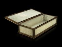 A Chinese Jade Inset Brass Rectangular Hinged Box