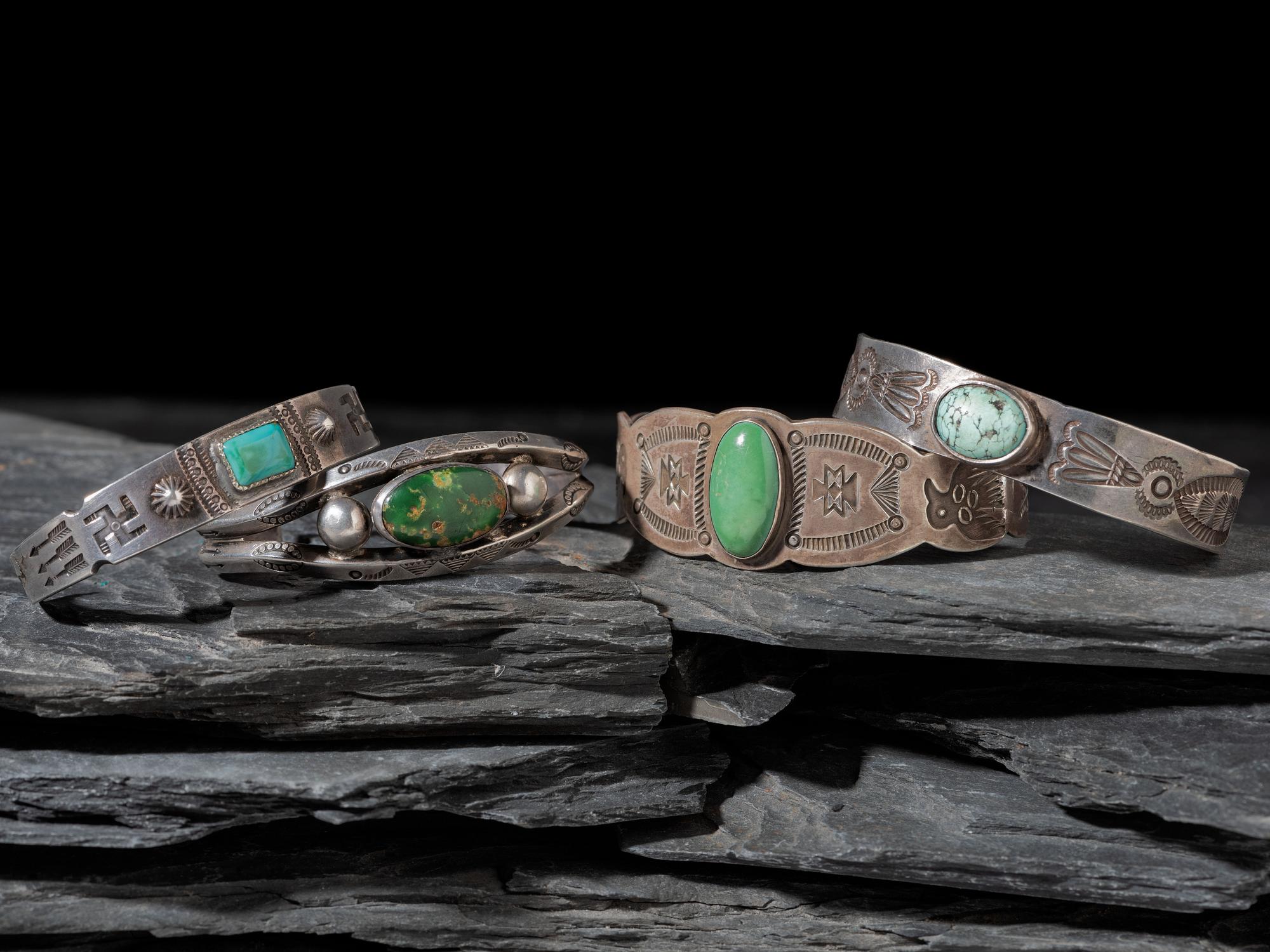 Navajo Silver and Turquoise Cuff Bracelets