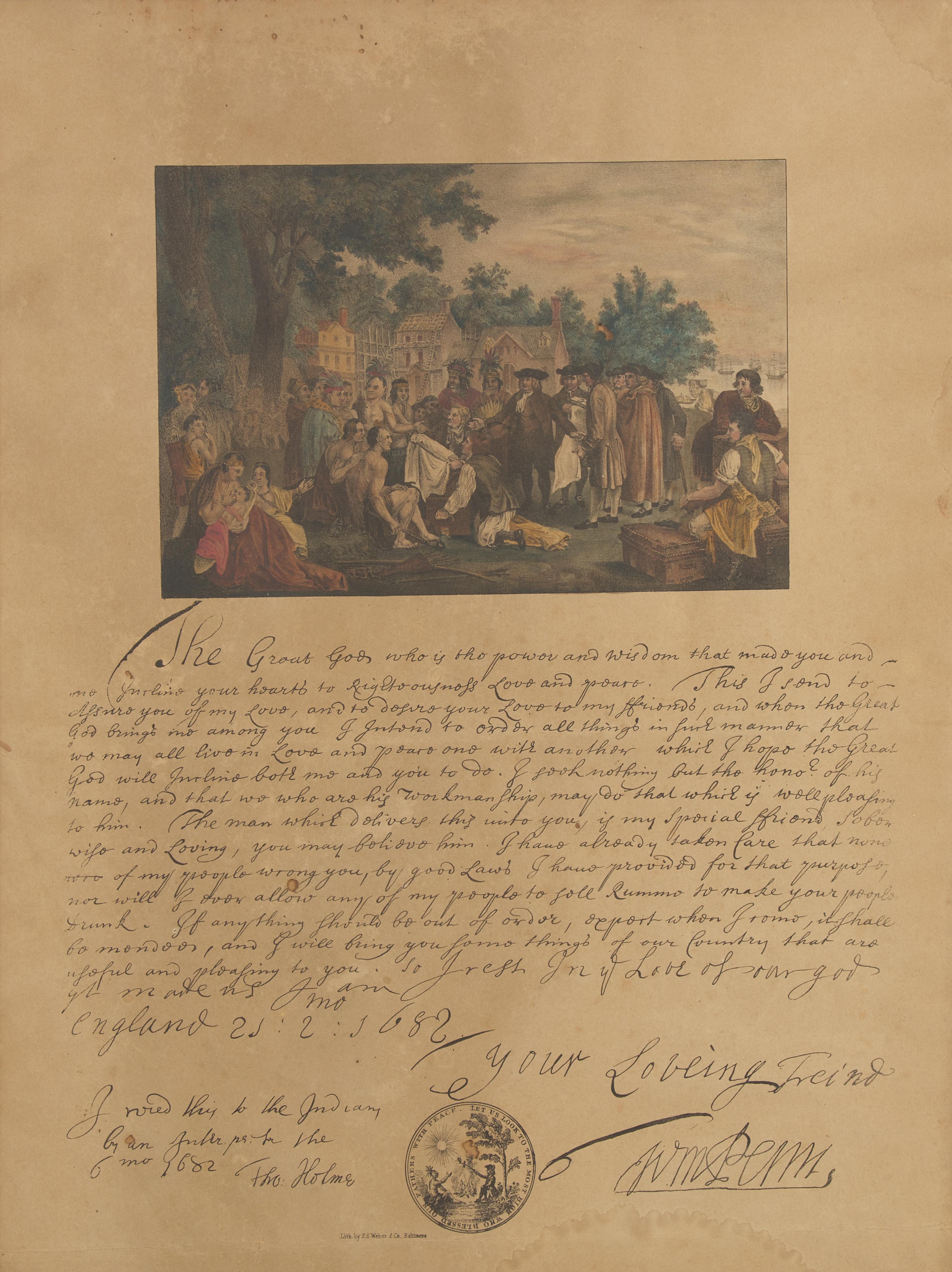 [Philadelphia] Group of 6 prints of William Penn's Treaty with the Indians...