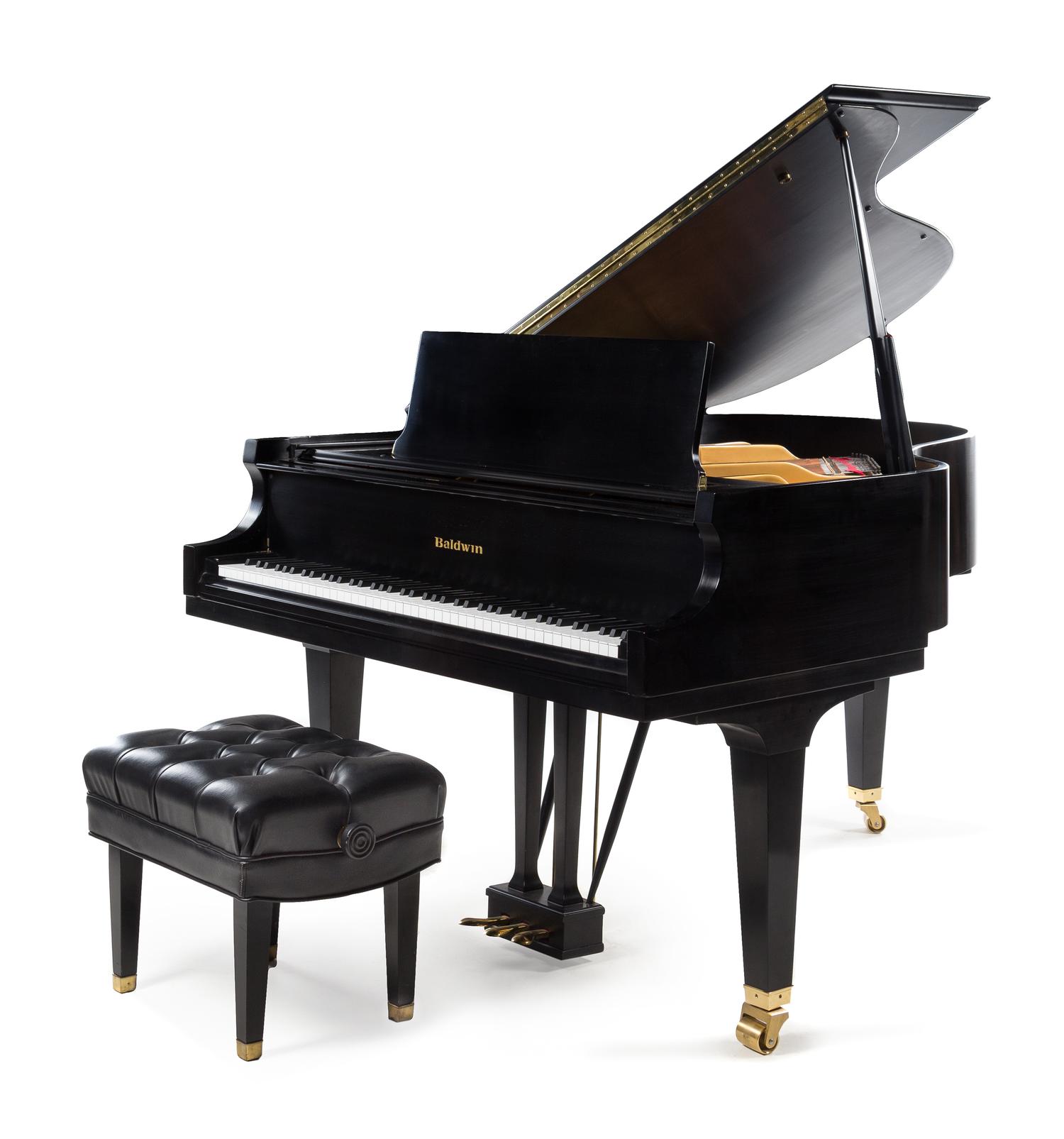 A Baldwin Black Lacquer Baby Grand Piano Length of case 55 3/4 inches. — SERIAL NUMBER 366562