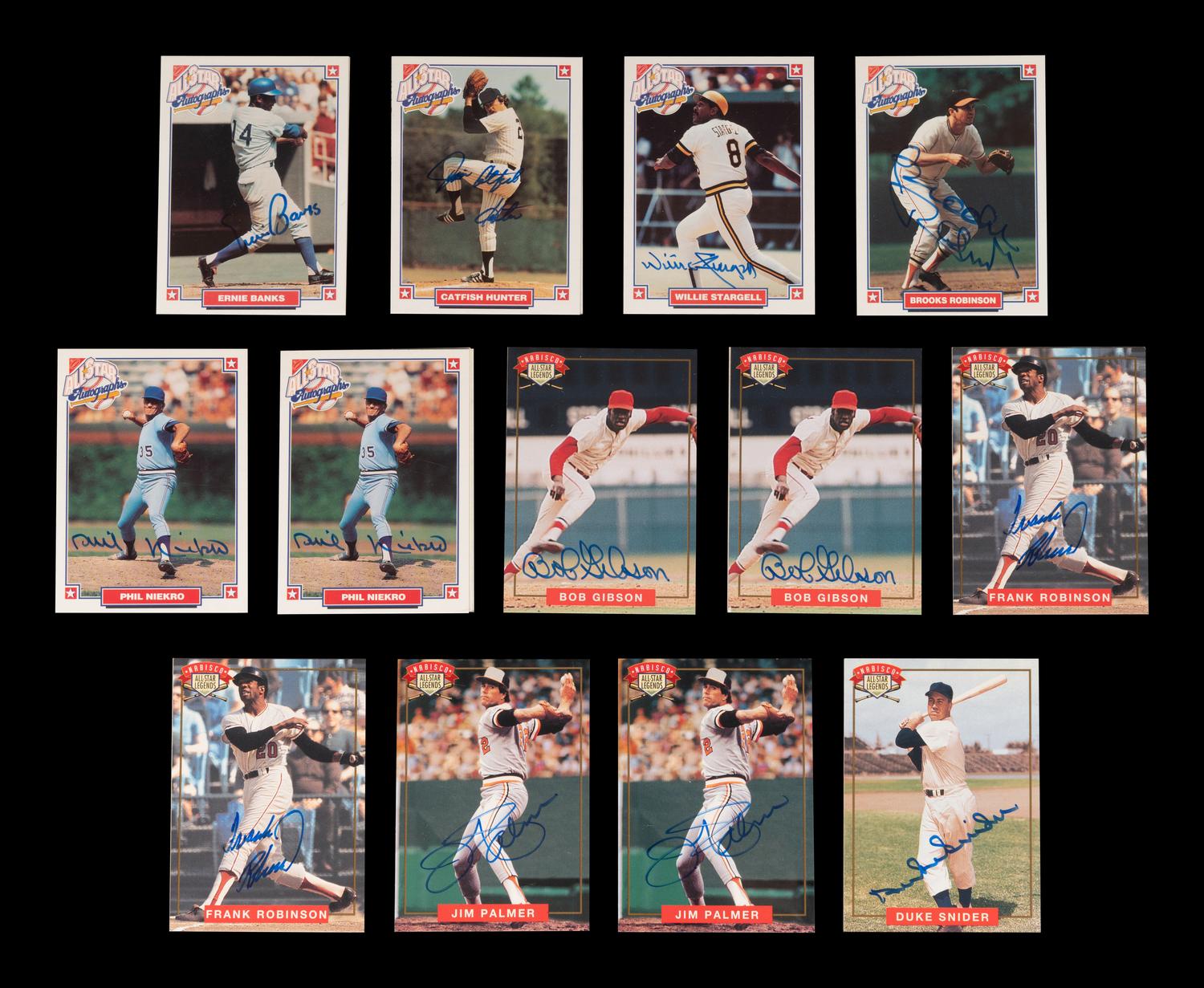 A Group of 13 1993 and 1994 Nabisco Signed Autograph Hall of Fame Baseball Cards,