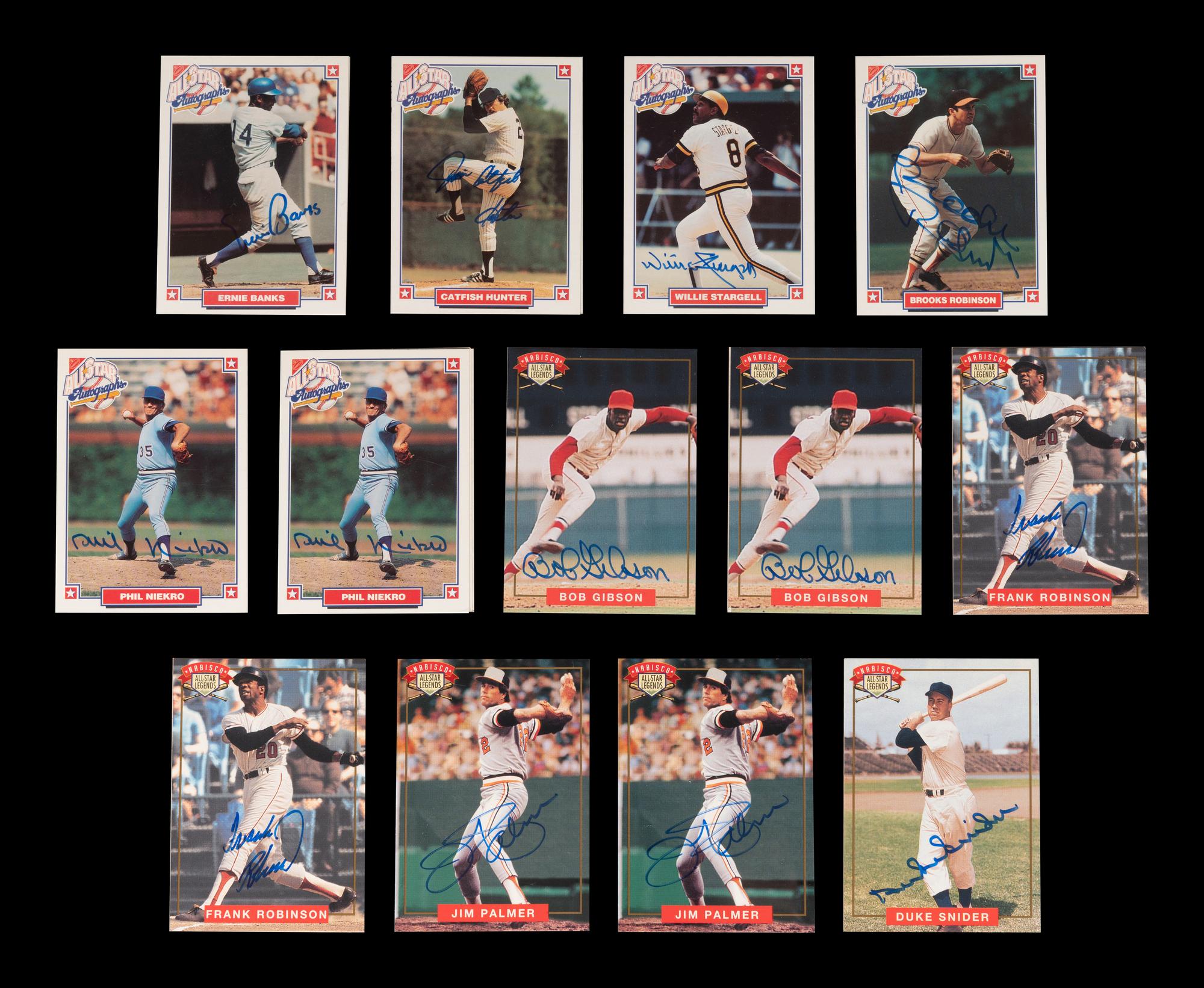 A Group of 13 1993 and 1994 Nabisco Signed Autograph Hall of Fame Baseball Cards,