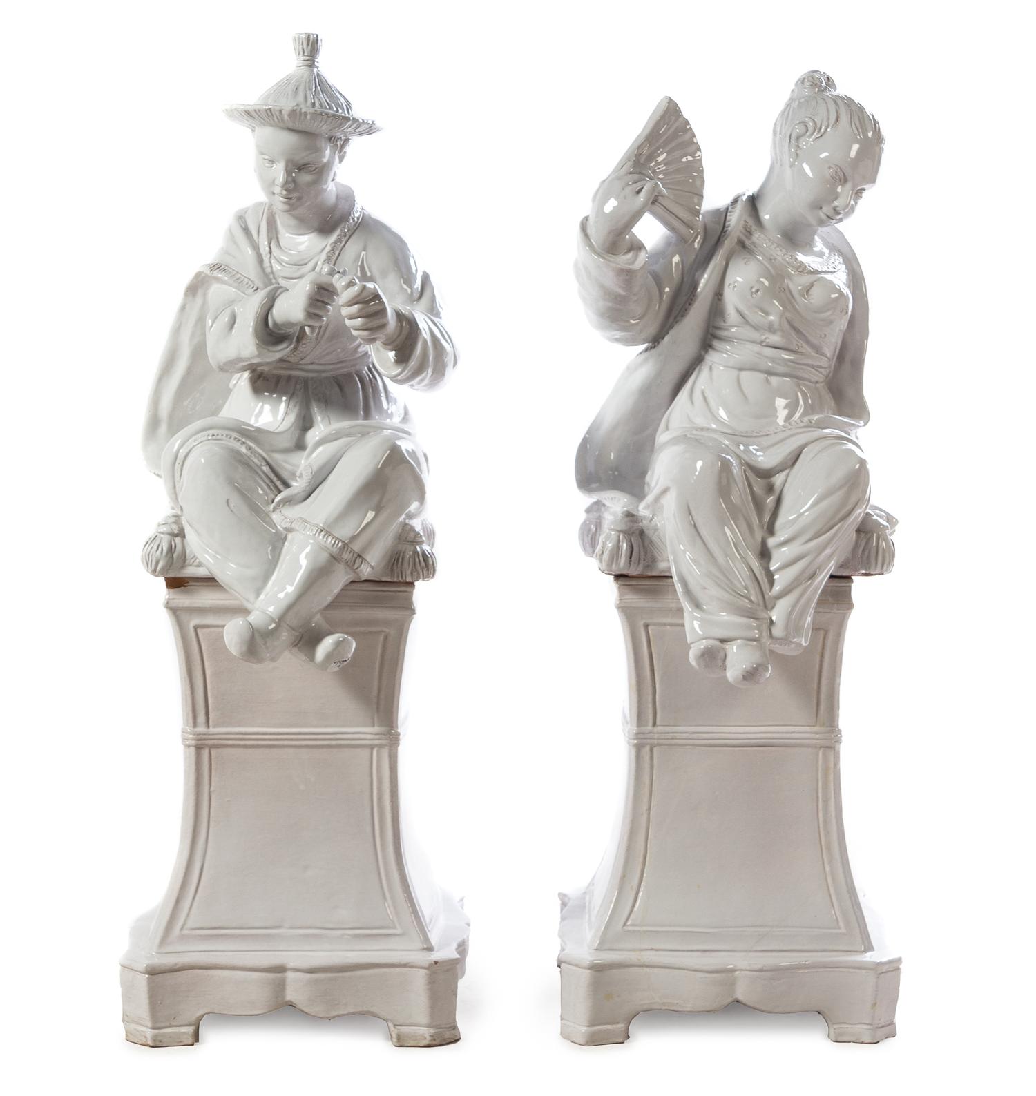 A Pair of Italian Monochrome Glazed Figures Height 39 3/4 inches. — SECOND HALF 20TH CENTURY