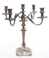 A Silver-plate Five-Light Candelabrum Height 18 1/2 inches.