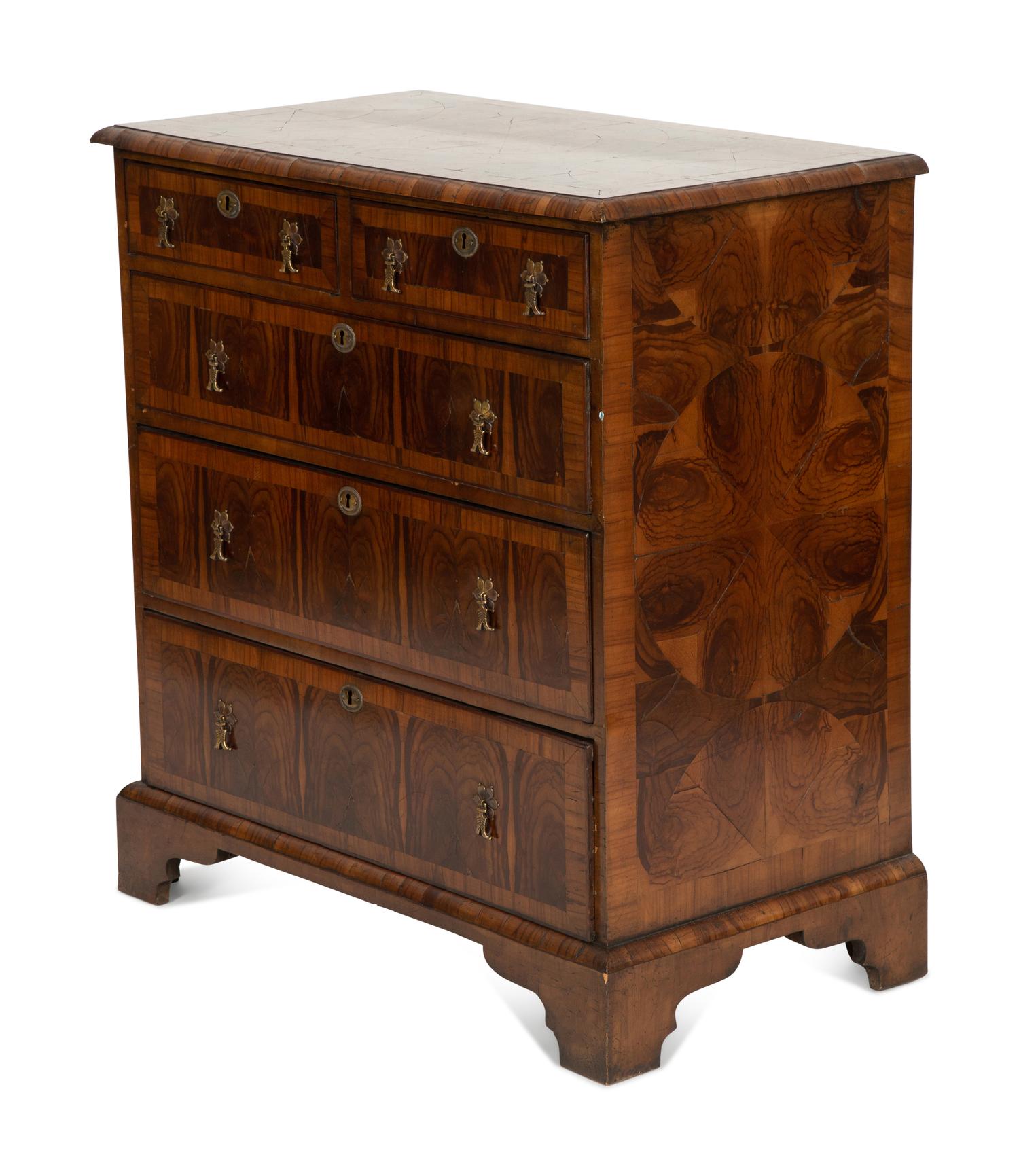 A William & Mary Style Oyster Veneered Chest of Drawers