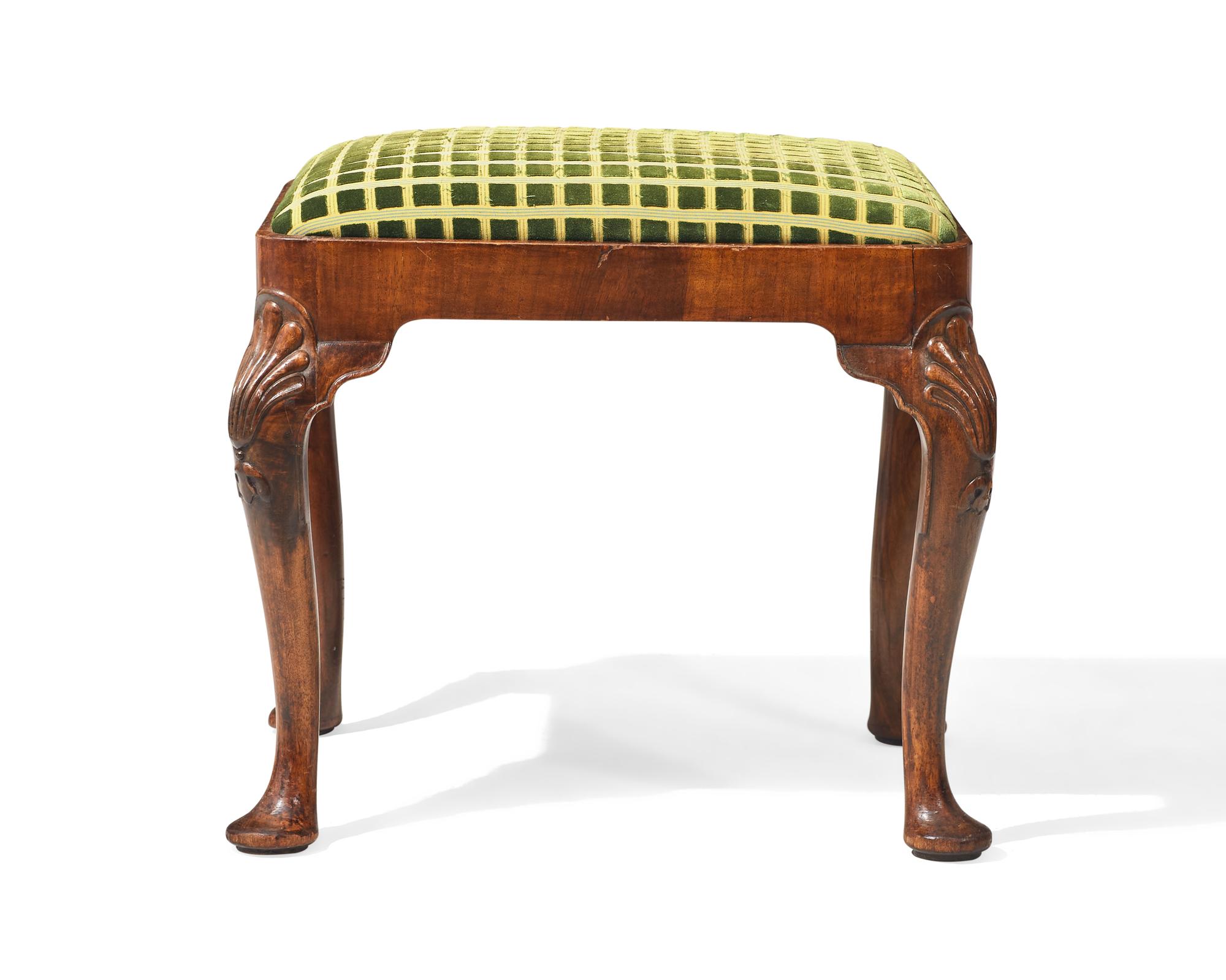 A George II style mahogany stool, probably 19th century