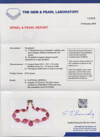 A Fine Spinel Bead and Natural Pearl Necklace,