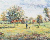 Hugues Claude Pissarro, (French, b. 1935), Le petit Jean Guillemette et son pere dans le pre-grand