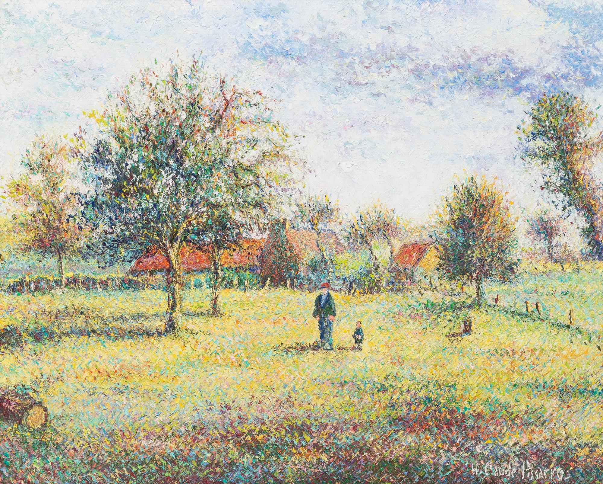 Hugues Claude Pissarro, (French, b. 1935), Le petit Jean Guillemette et son pere dans le pre-grand