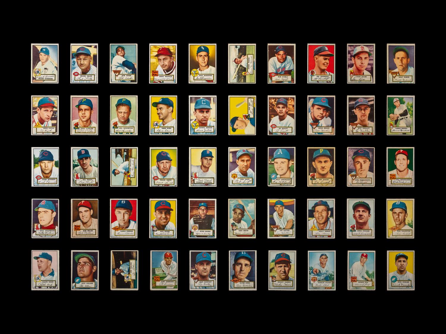 A Near Set of 1952 Topps Baseball Cards (371/407) Featuring Over 60 High Numbers