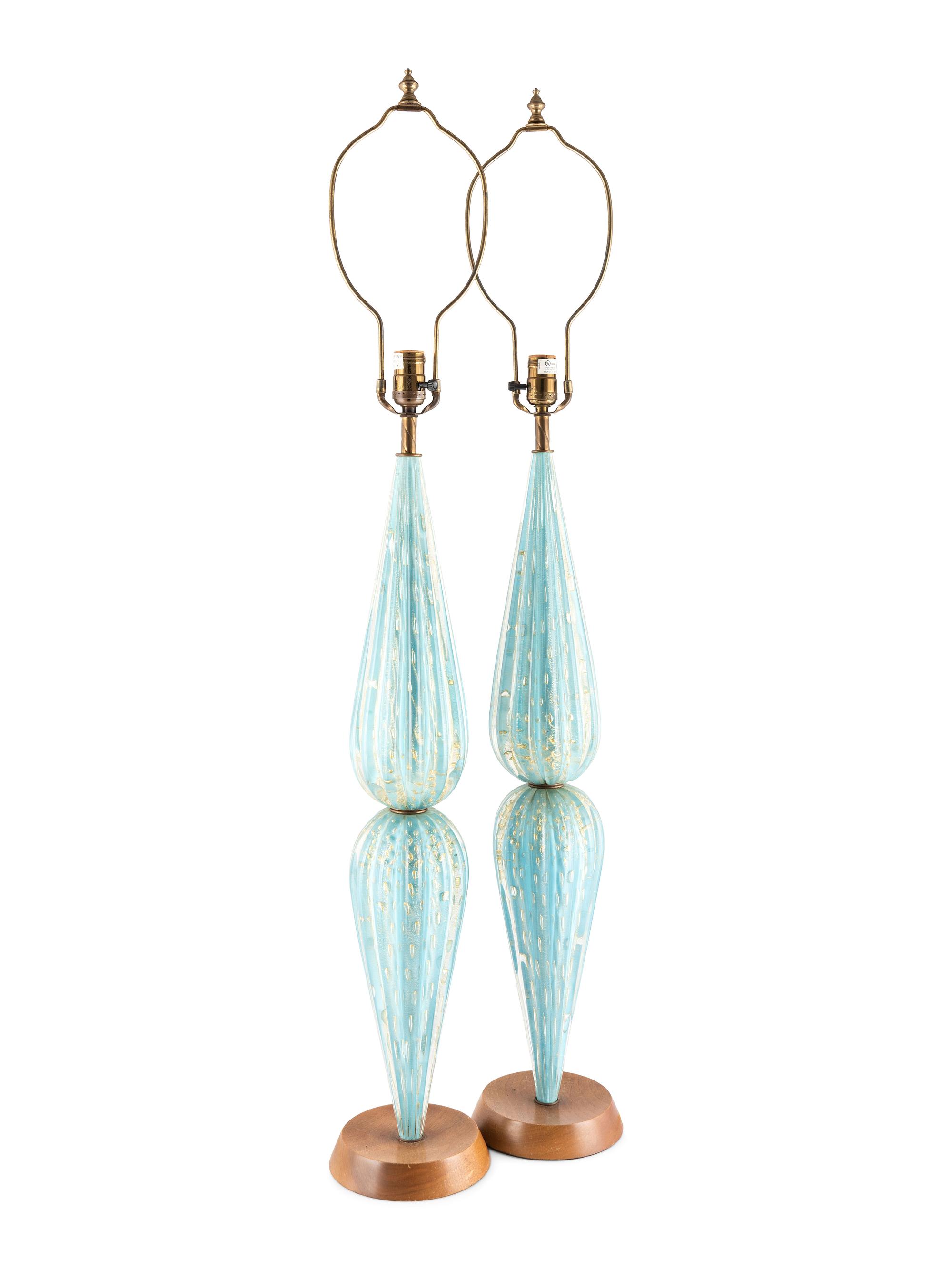 A Pair of Murano Style Glass Table Lamps
