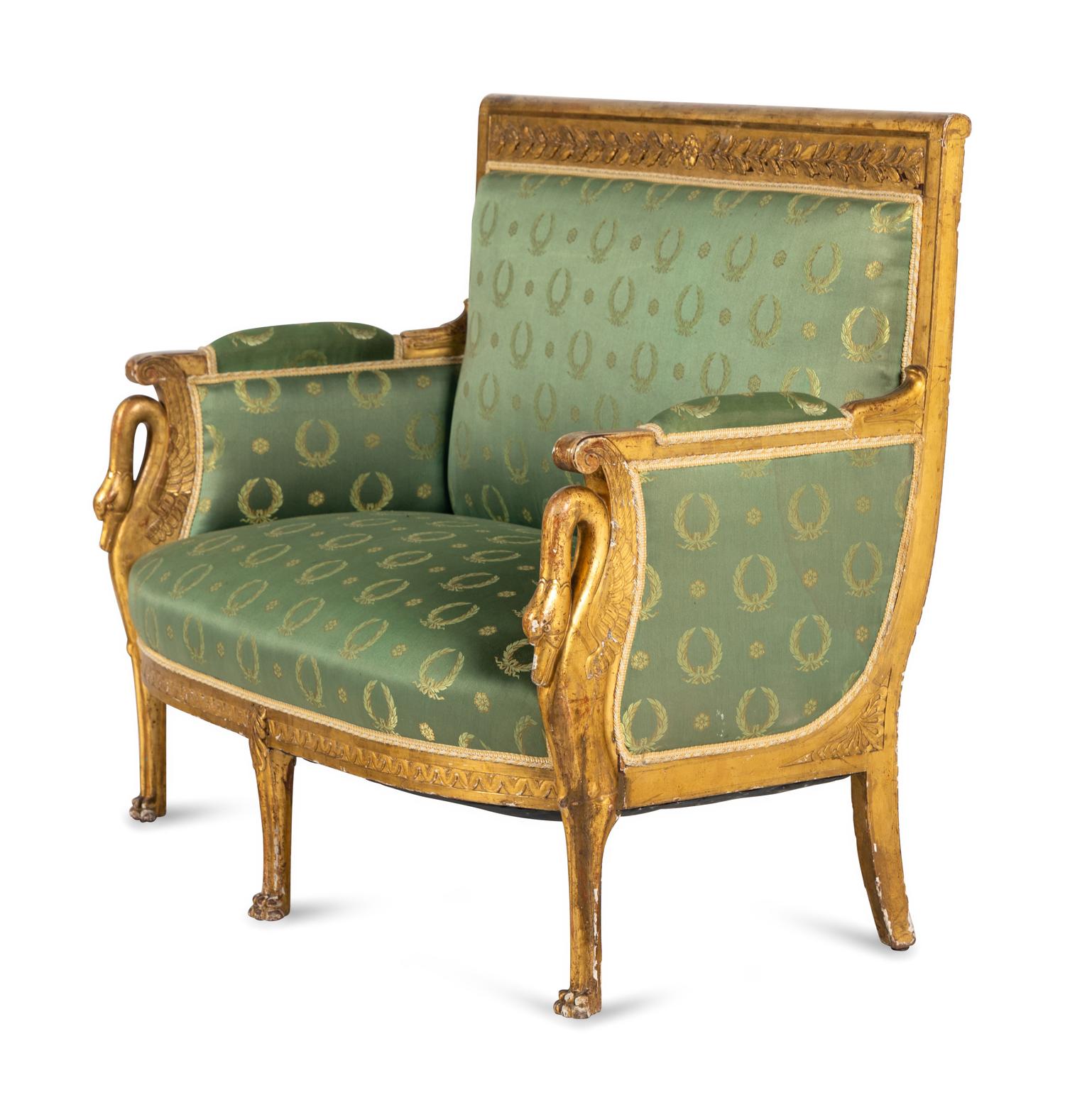 An Empire Style Giltwood Settee