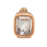 ANTIQUE, ROSE GOLD AND ROCK CRYSTAL FOB PENDANT
