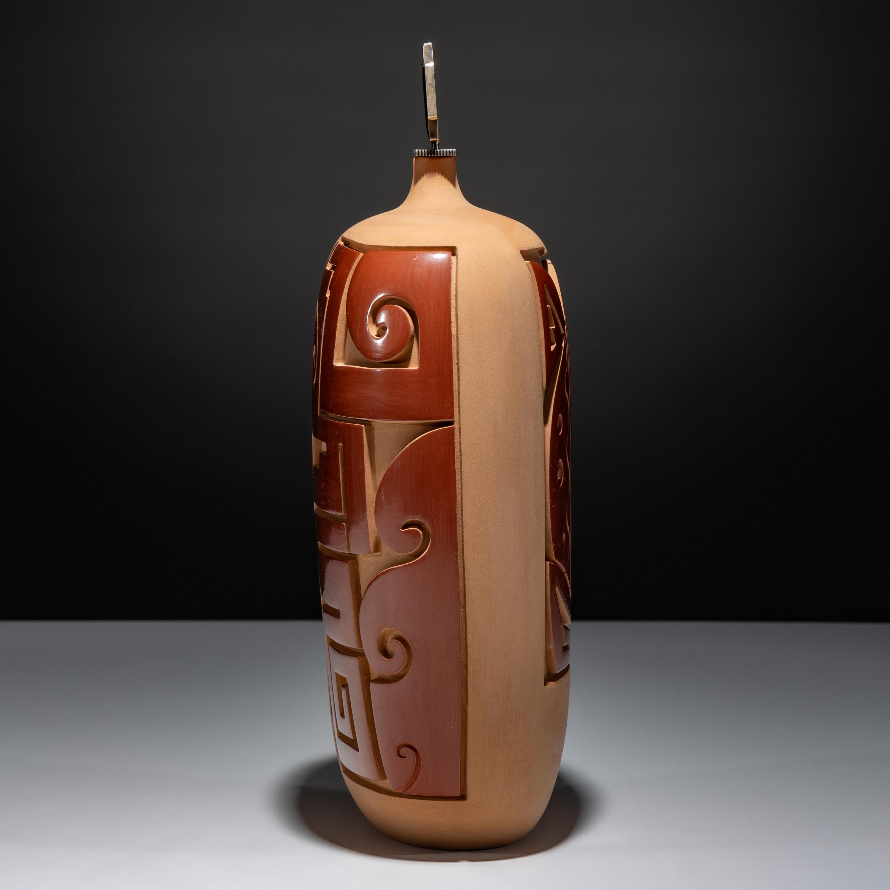 Carved Redware Pottery Vase February 1999