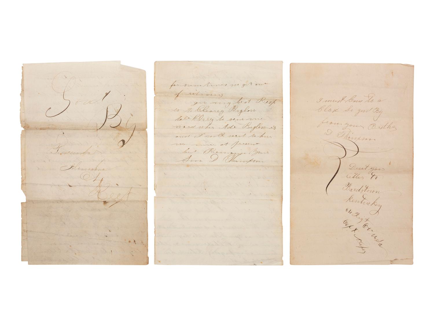 [CIVIL WAR]. War-date letter archive of Sergeant Duncan Thompson (ca 1841-1864), 19th Ohio Infantry and 64th Ohio Infantry, DOW Rocky Face Ridge, GA.