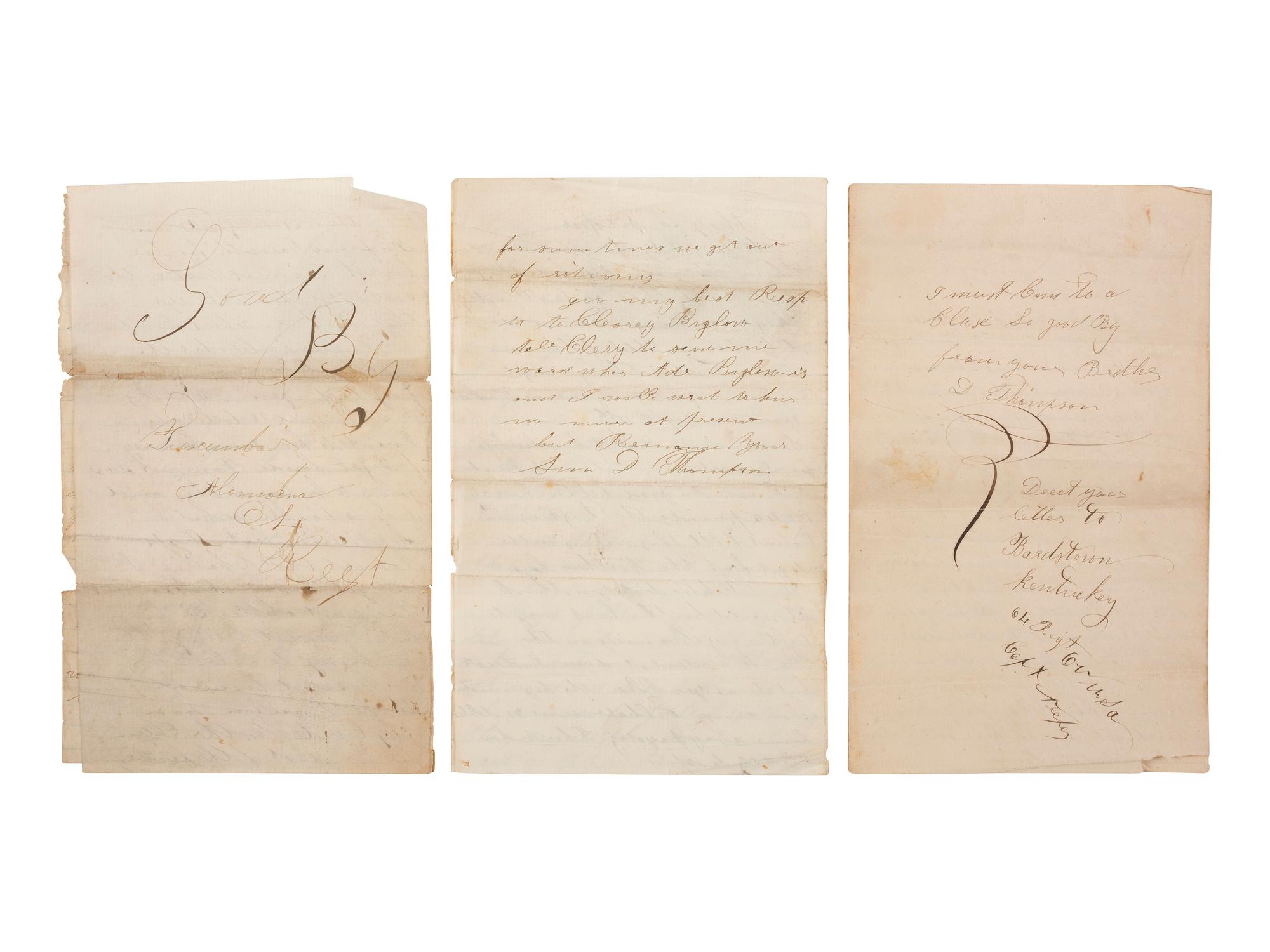 [CIVIL WAR]. War-date letter archive of Sergeant Duncan Thompson (ca 1841-1864), 19th Ohio Infantry and 64th Ohio Infantry, DOW Rocky Face Ridge, GA.