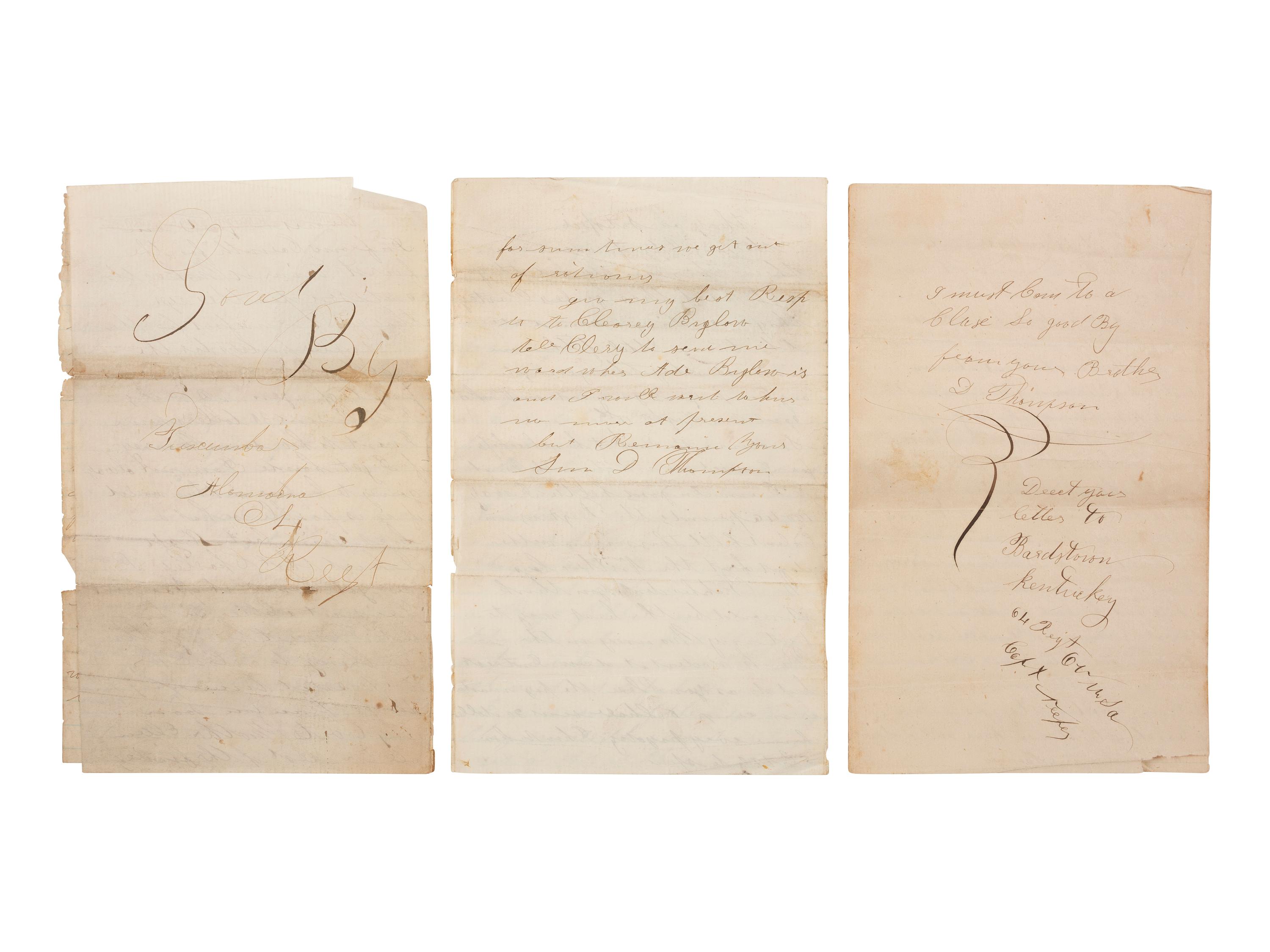[CIVIL WAR]. War-date letter archive of Sergeant Duncan Thompson (ca 1841-1864), 19th Ohio Infantry and 64th Ohio Infantry, DOW Rocky Face Ridge, GA.