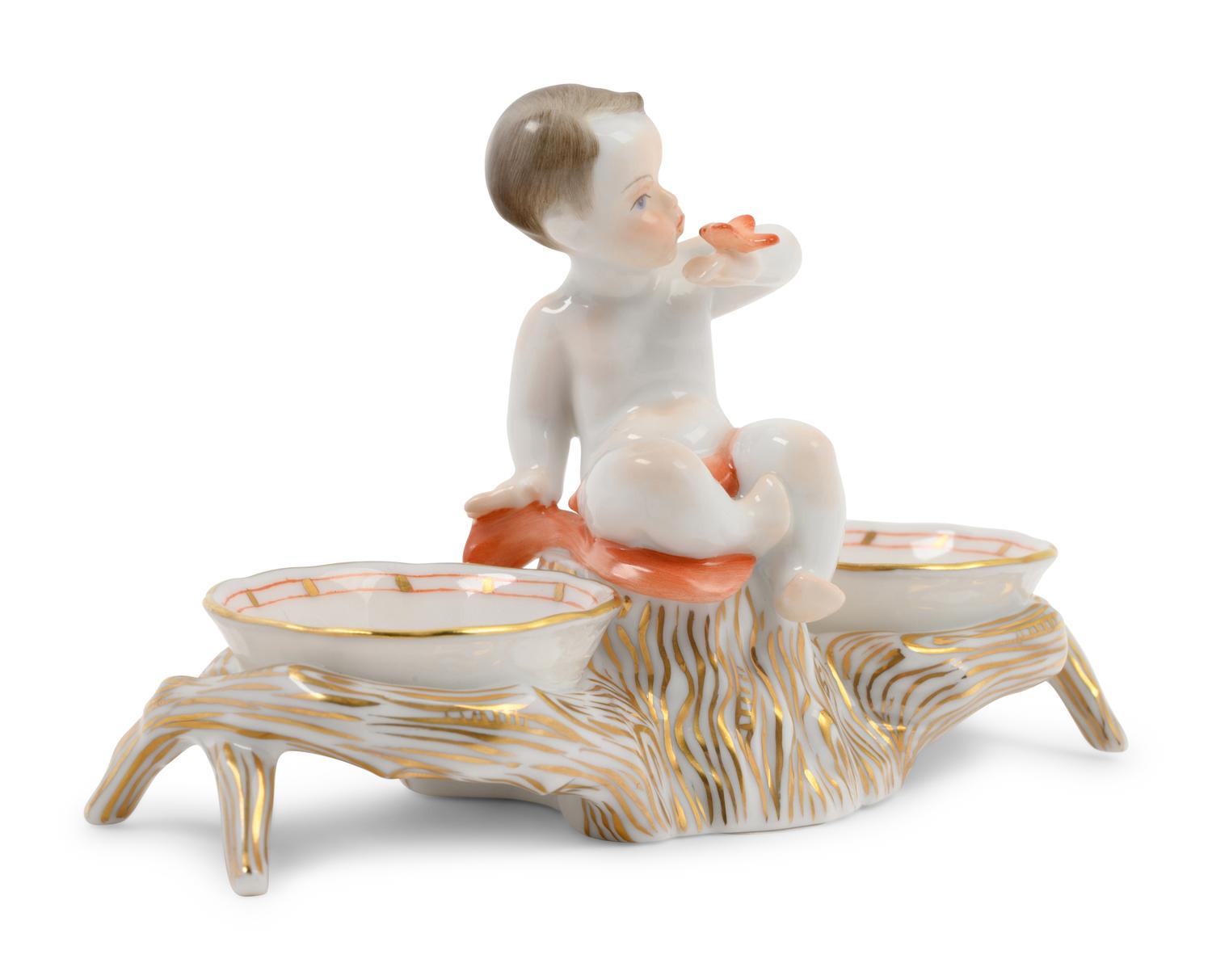A Herend Porcelain Chinese Bouquet Salt Cellar