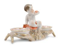 A Herend Porcelain Chinese Bouquet Salt Cellar