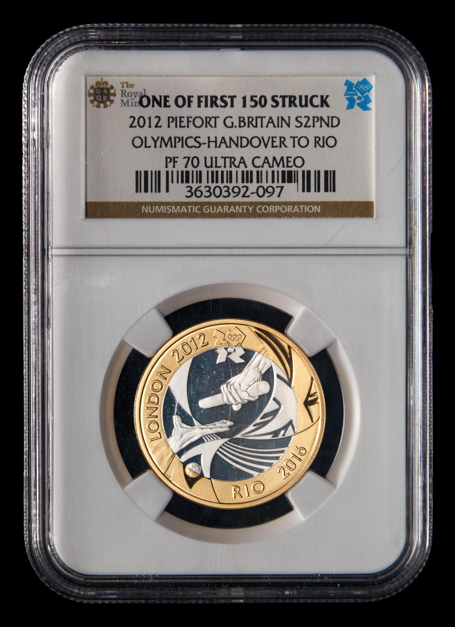 [GREAT BRITAIN] A 2012 Summer Olympiad Handover Commemorative: First Strike £2 Silver Proof (NGC PF70 Ultra Cameo)