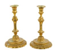 A Pair of Gilt Bronze Candlesticks