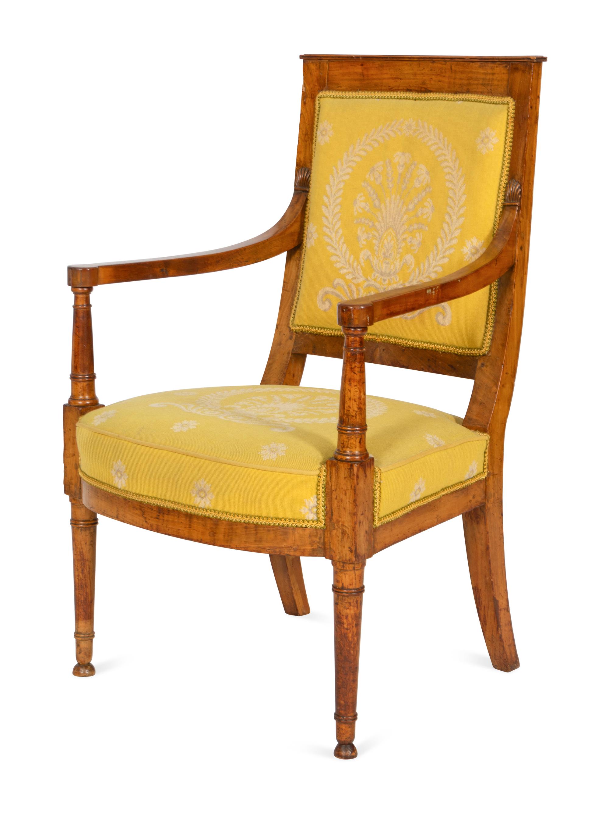 An Empire Walnut Fauteuil