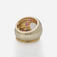 A 14K Yellow Gold and Gemstone Ring