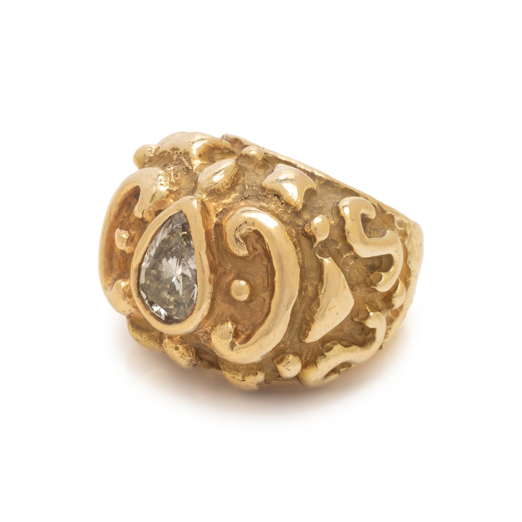 KATY BRISCOE, YELLOW GOLD AND DIAMOND RING