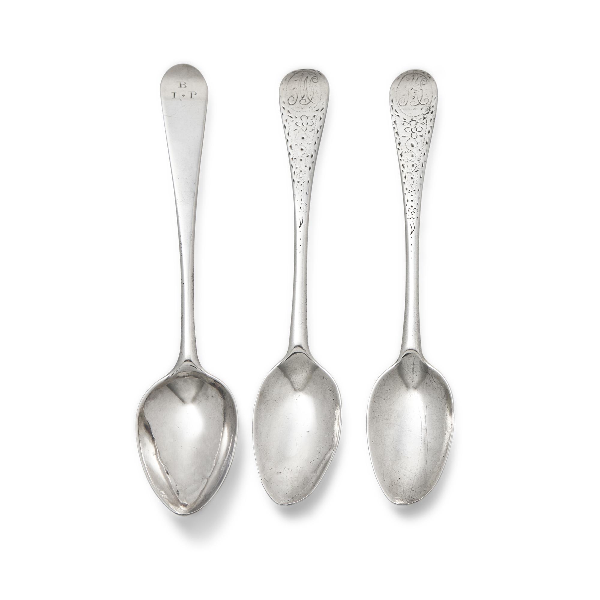 A Group of Three Coin Silver Tea and Coffee Spoons