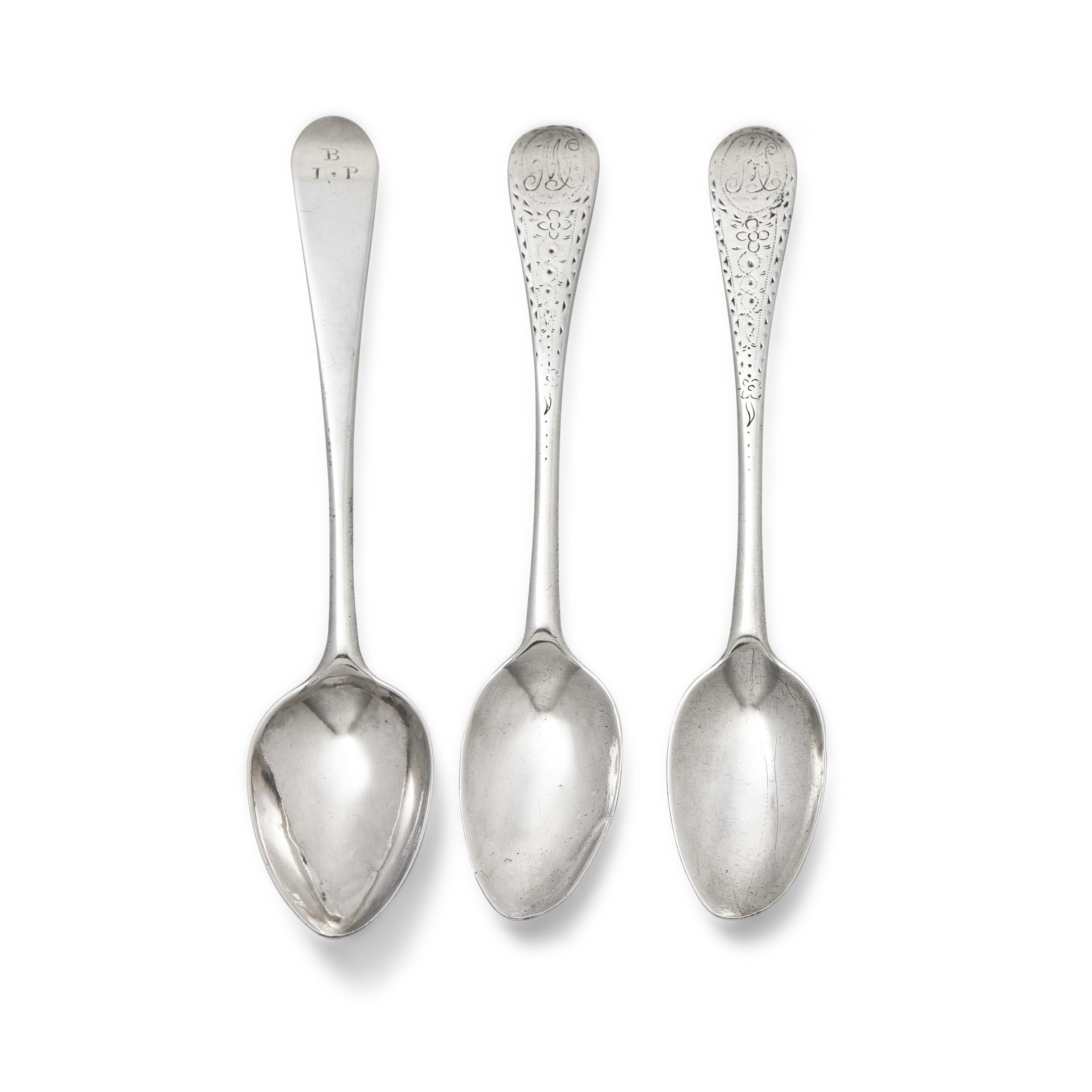 A Group of Three Coin Silver Tea and Coffee Spoons