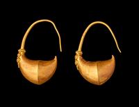 A Pair of Greek Gold Boat-Shaped Earrings