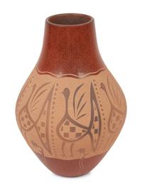 Carved Red and Sienna Pottery Vase, 1998