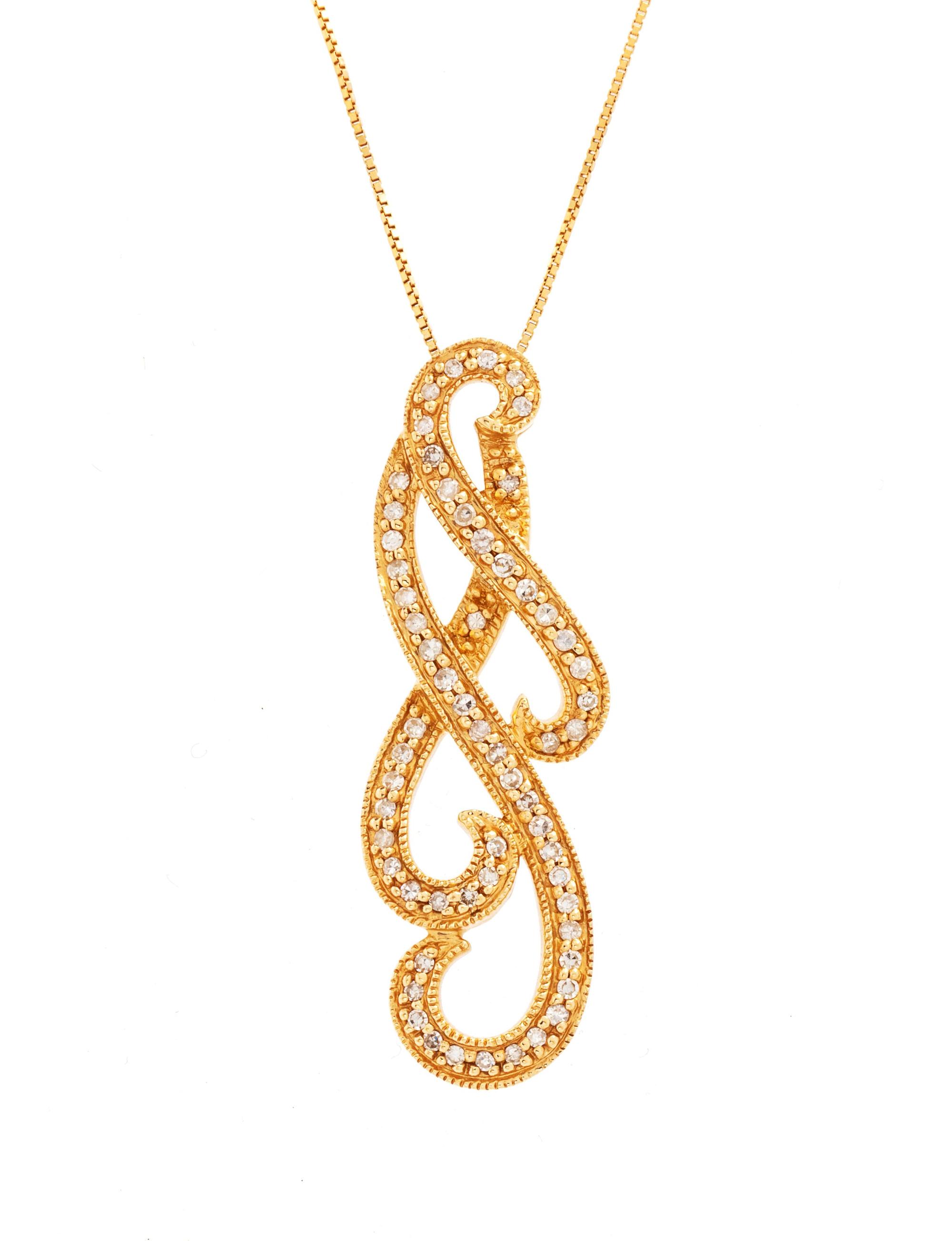 A 14 Karat Yellow Gold and Diamond Pendant/Necklace,