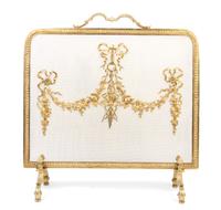 A Louis XVI Style Gilt Bronze Fire Screen Height 28 3/4 x width 28 inches. — 19TH CENTURY