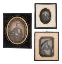 [EARLY PHOTOGRAPHY]. 15 European daguerreotypes of men housed in passe partout mounts.