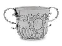 A Queen Anne Britannia Silver Caudle Cup