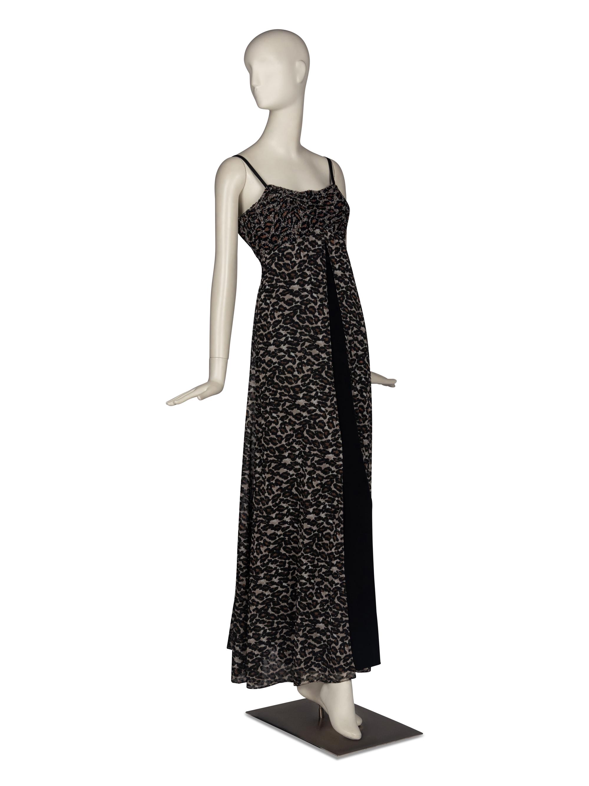 Bob Mackie Beaded Leopard Print Dress & Feather Jackets