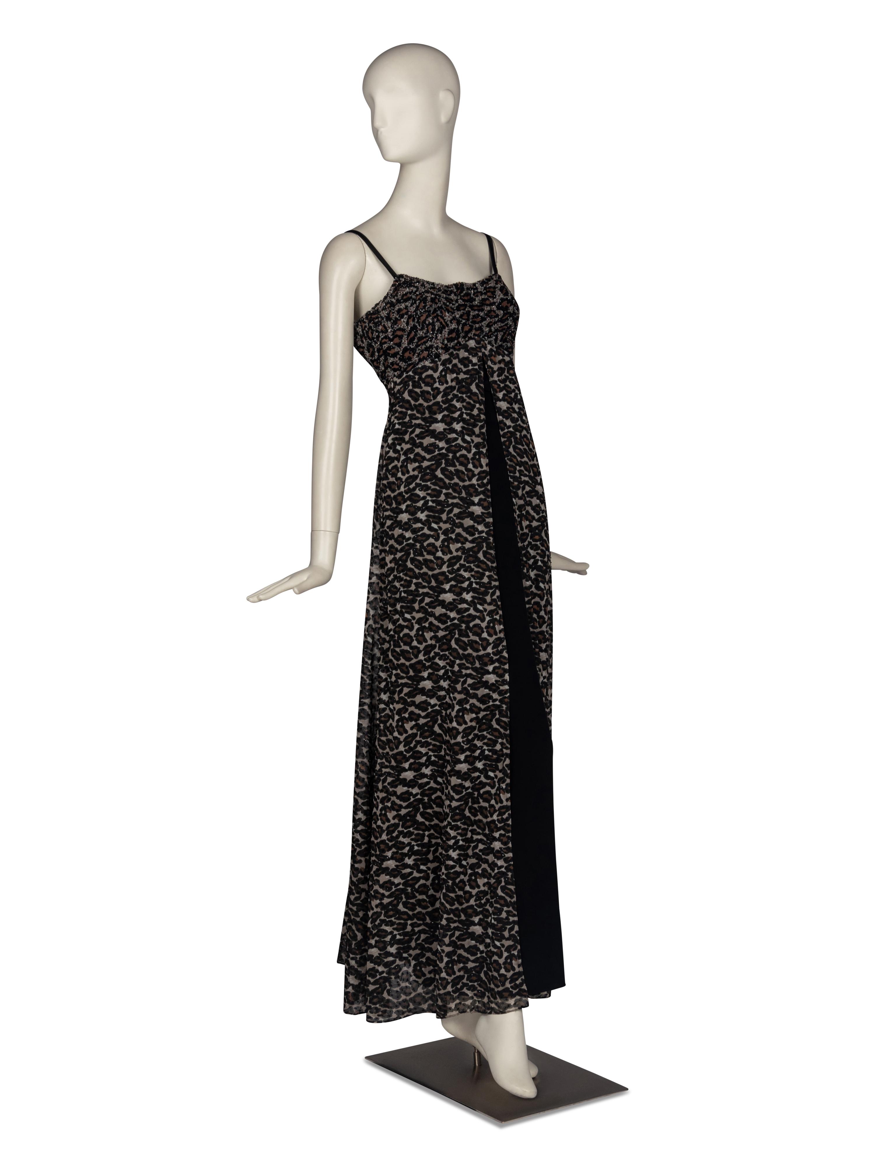 Bob Mackie Beaded Leopard Print Dress & Feather Jackets