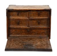 A Spanish Iron Mounted Walnut Marquetry Vargueno/Traveling Desk