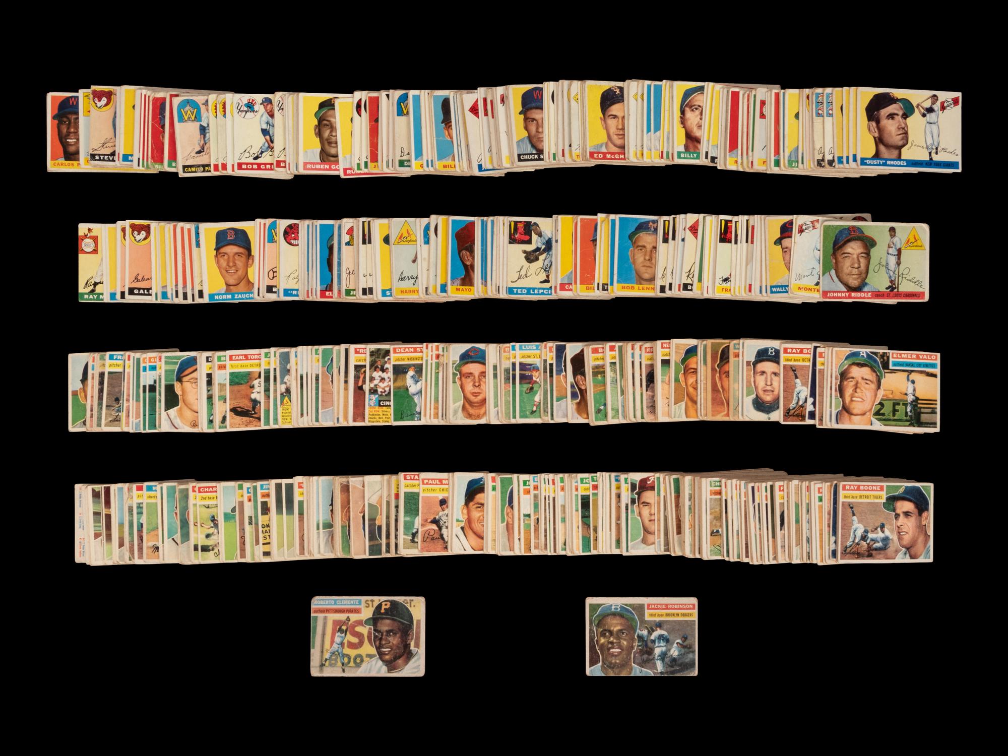 A Group of Over 340 Assorted 1956 Topps Baseball Cards Including Multiple Hall of Famers