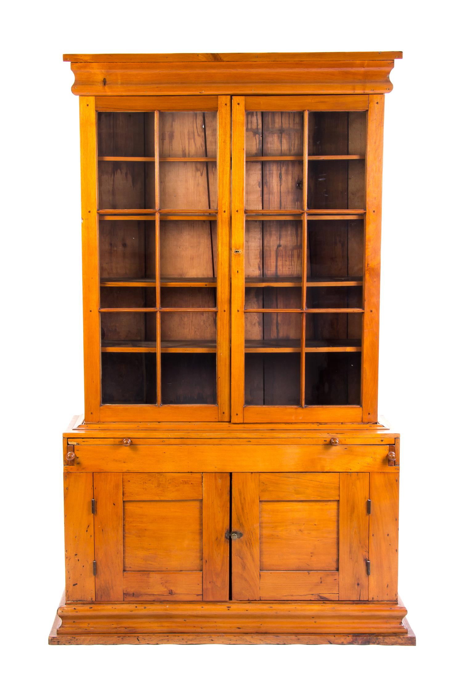 An American Cherry Secretary Bookcase, LATE 18TH CENTURY, Height 83 x width 52 x depth 18 inches. — LATE 18TH CENTURY,