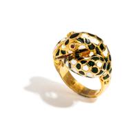 YELLOW GOLD AND ENAMEL SNAKE RING