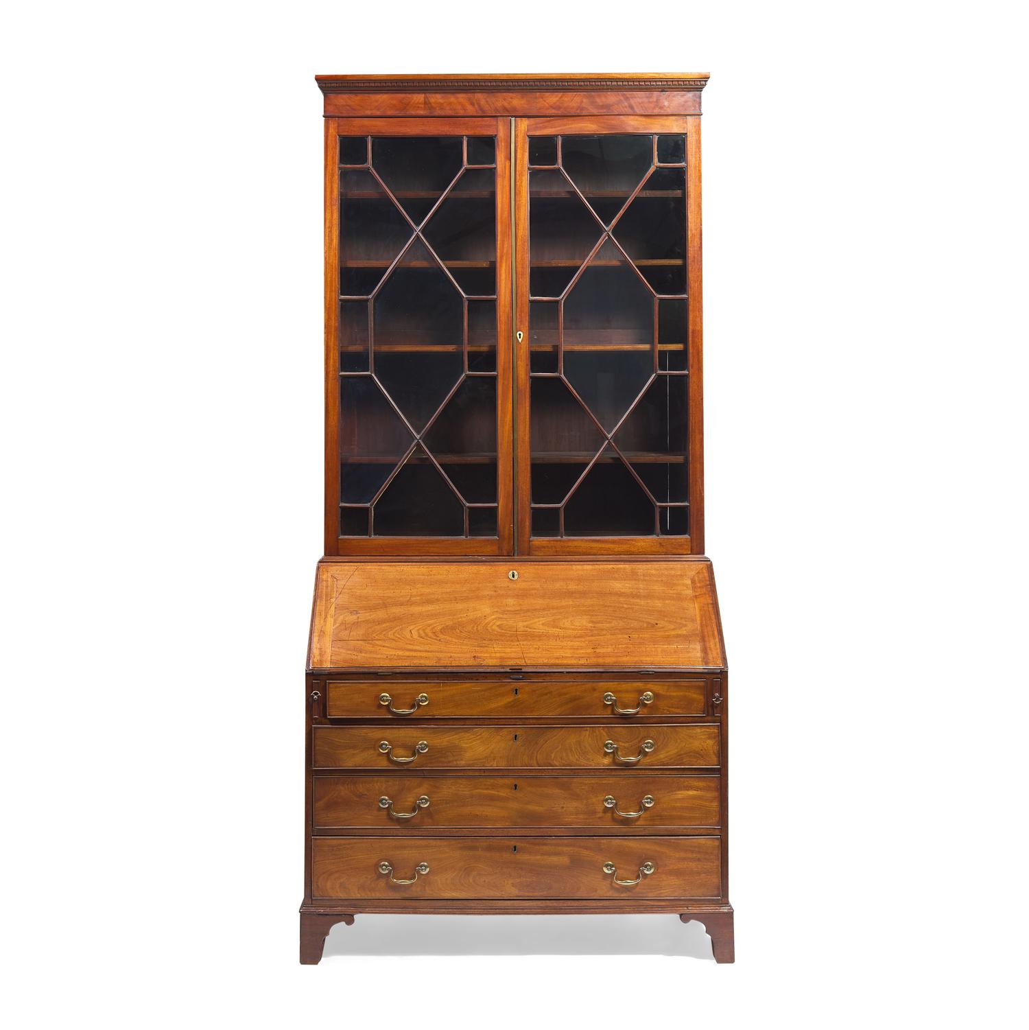 A George III Style Mahogany Slant-Front Secretary Bookcase